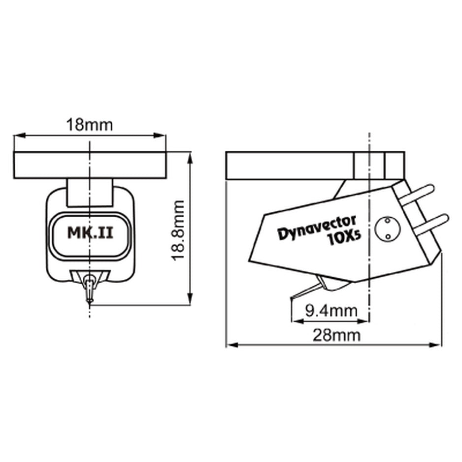 Dynavector DV-10X5 Mk2 cartridge dimensions diagram