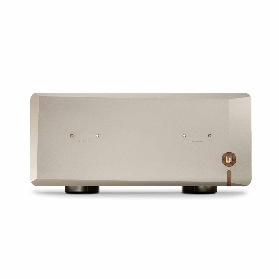 Unison Research Unico DM V2 power amplifier front view in Velvet Gold