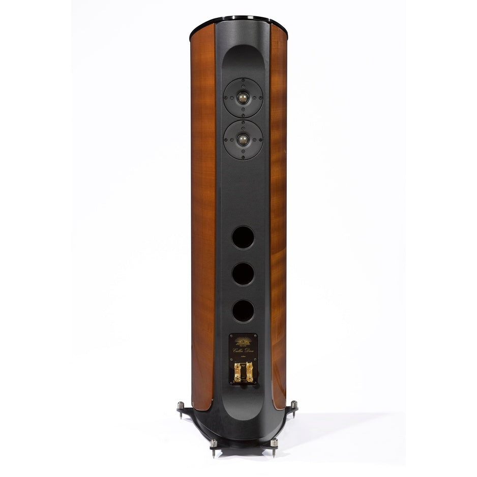 Opera Callas Diva Floorstanding Speaker angled view Mahogany finish