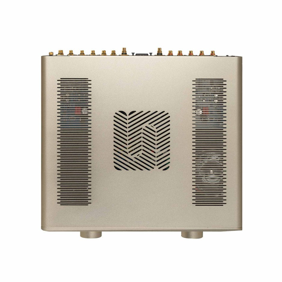 Unison Research Unico Pre V2 Velvet Gold side panel with tube ventilation