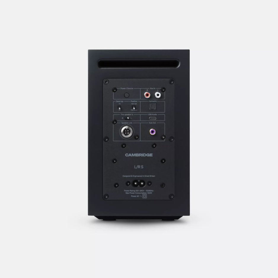Cambridge Audio L/R S Compact active stereo speakers black rear