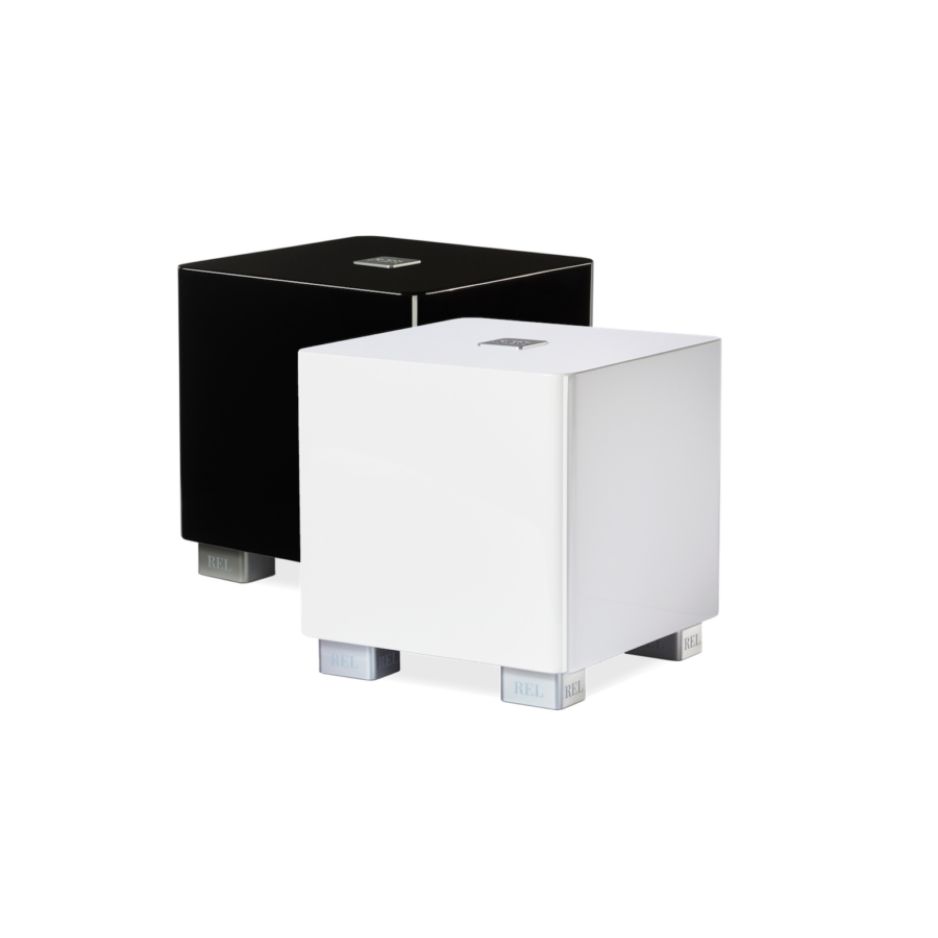 REL T/5x Subwoofer piano black gloss white pair