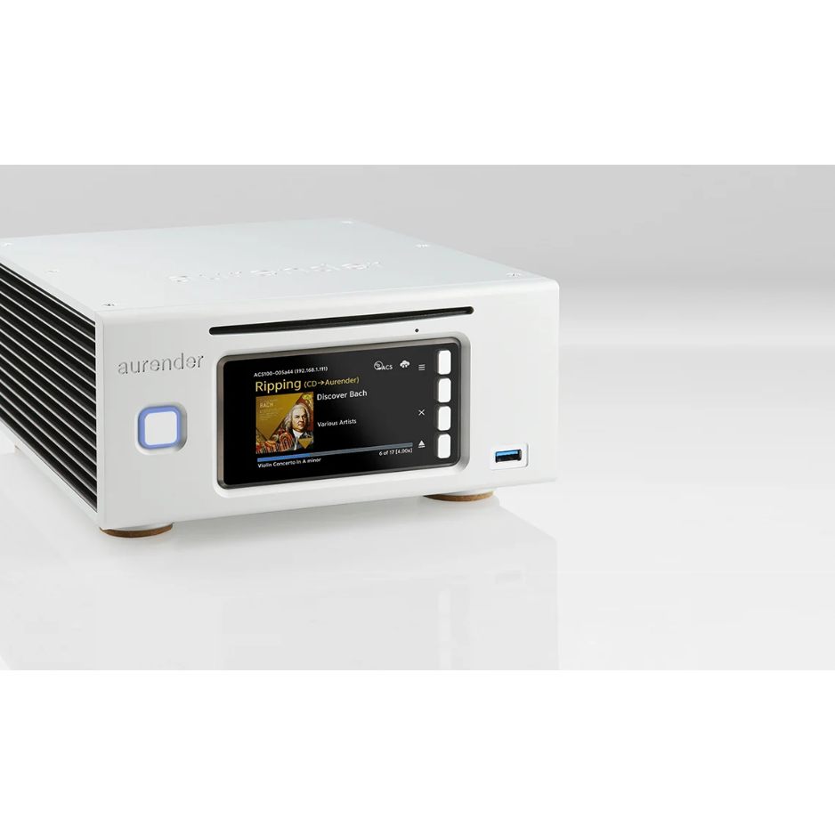 Aurender ACS100 Music Server | Streamer | CD Ripper silver angled