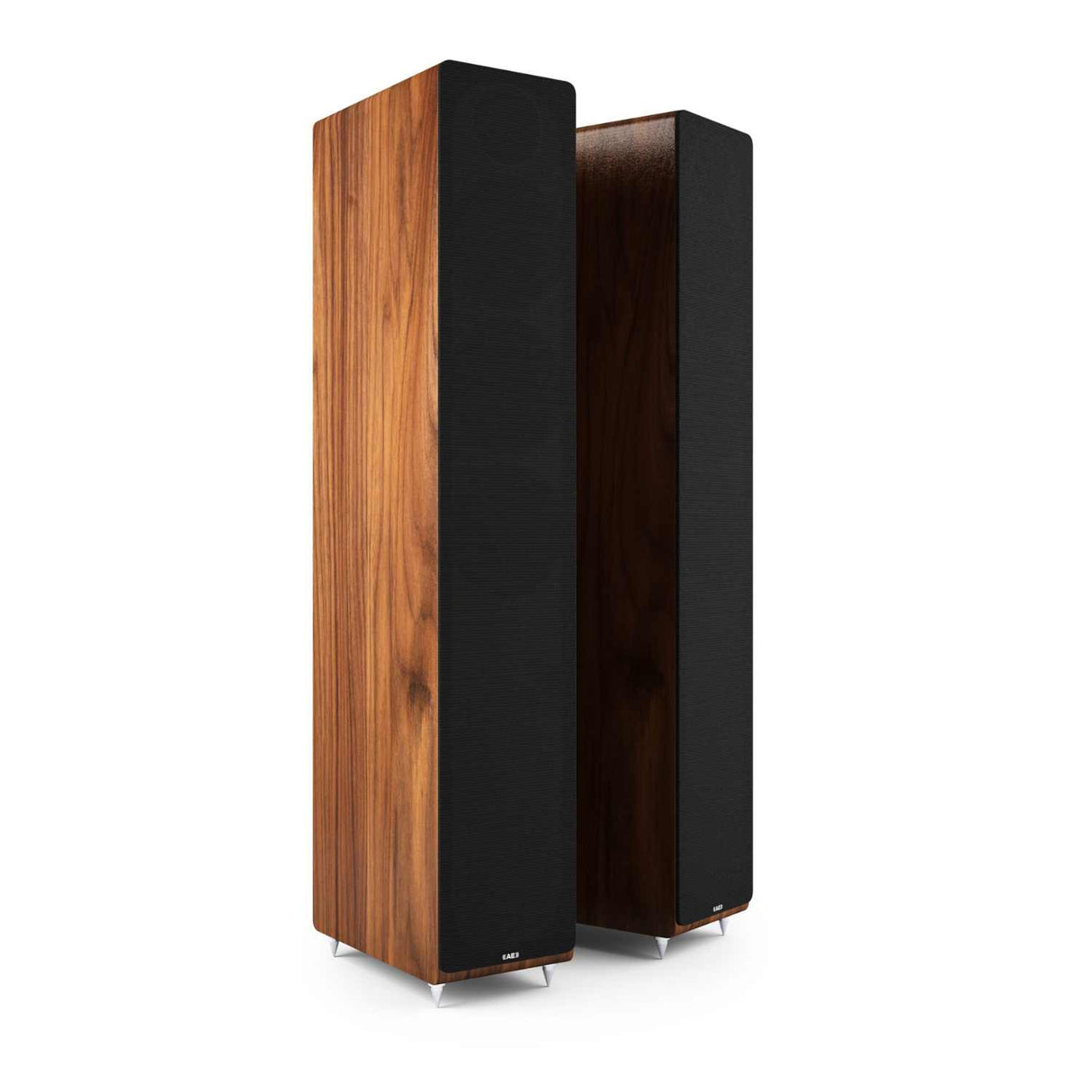 Acoustic Energy AE320 Floorstanding Speakers - Walnut with grills