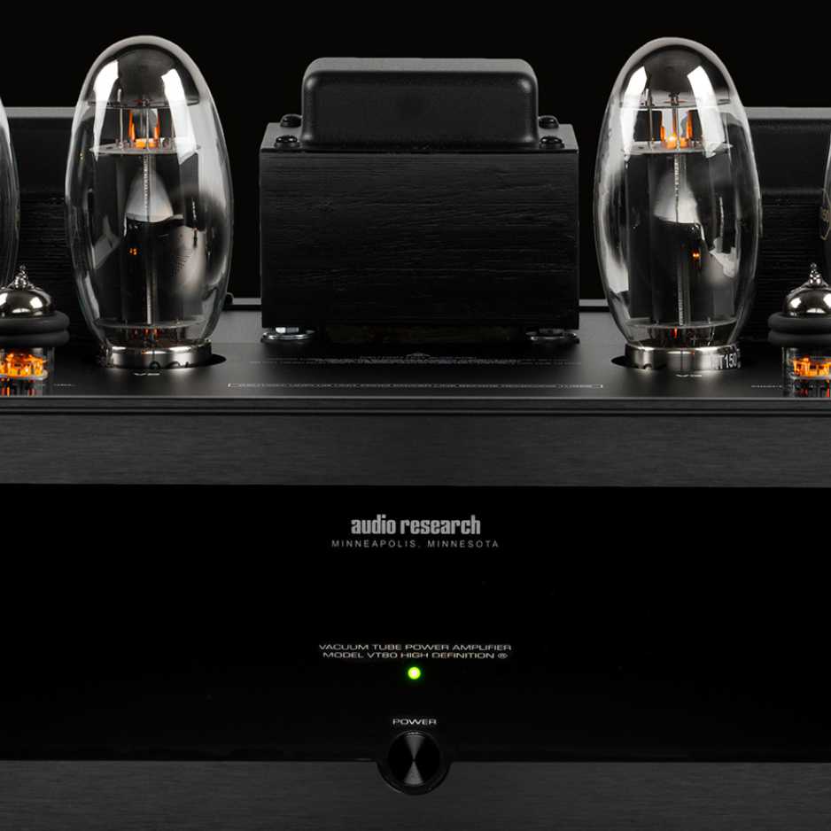 Audio Research VT80SE - Black Front Tube Detail Uncovered DarkBG