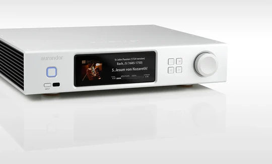 Aurender A15 Music Streamer Music Server DAC Silver Front off center view