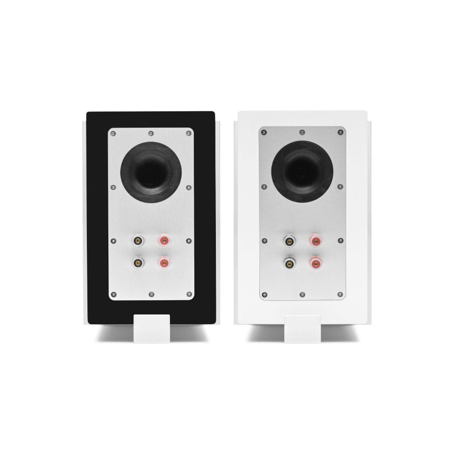 AVM Audition CB 2.3 Bookshelf Speakers (Pair), Gloss Black and Gloss White, rear view of pair