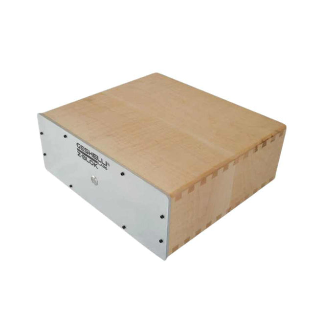 Geshelli Labs Z-Blok Mono Amplifier  Curly Maple/Silver Diagonal View