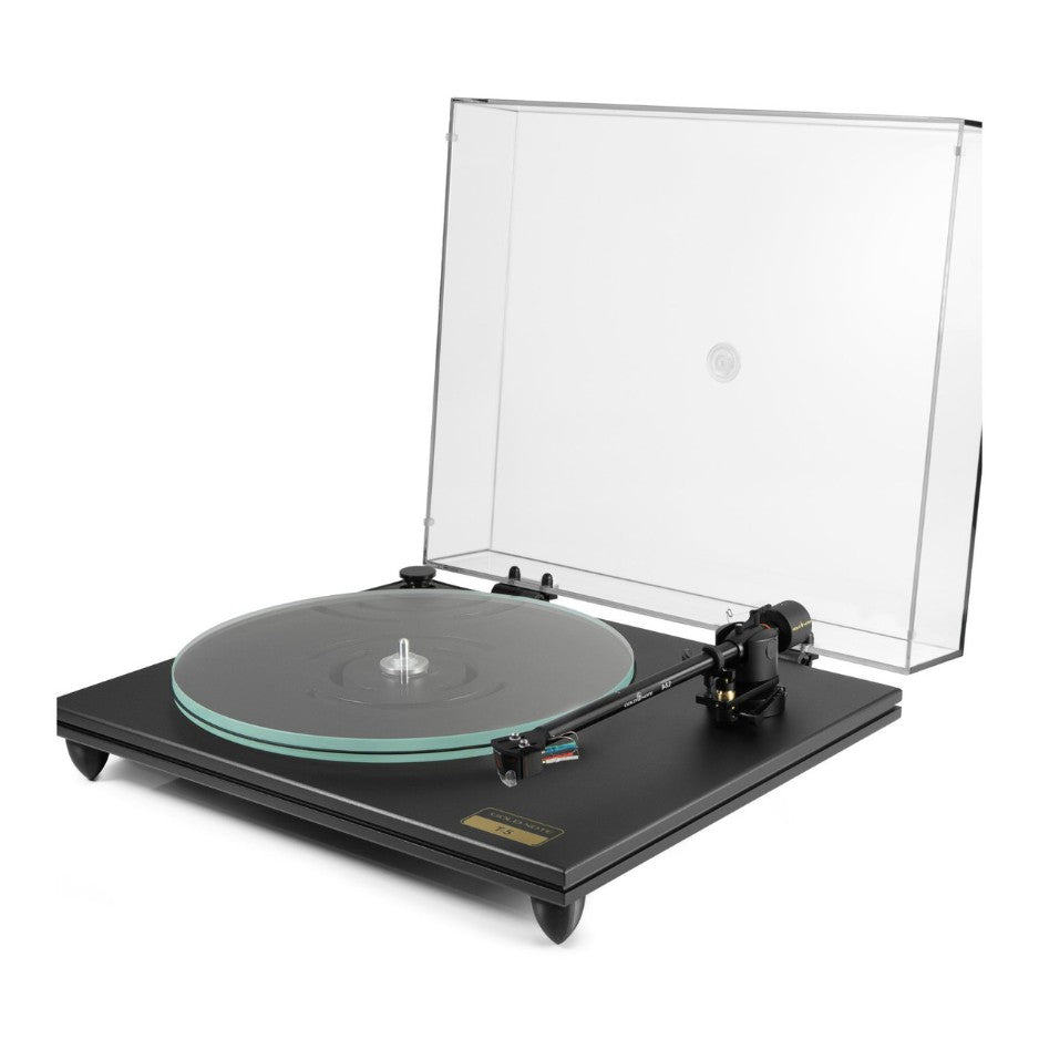 Gold Note T-5 Turntable black cover open top view