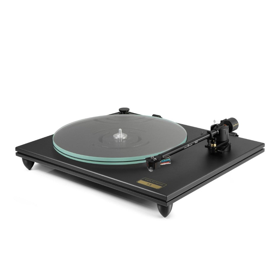 Gold Note T-5 Turntable black diagonal side view