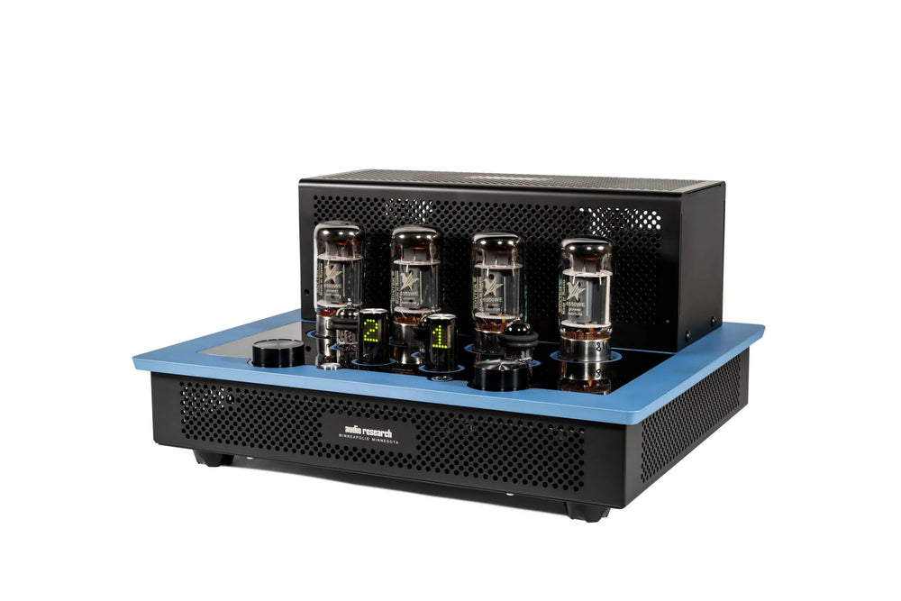 Audio Research i/50 integrated amplifier blue diagonal view