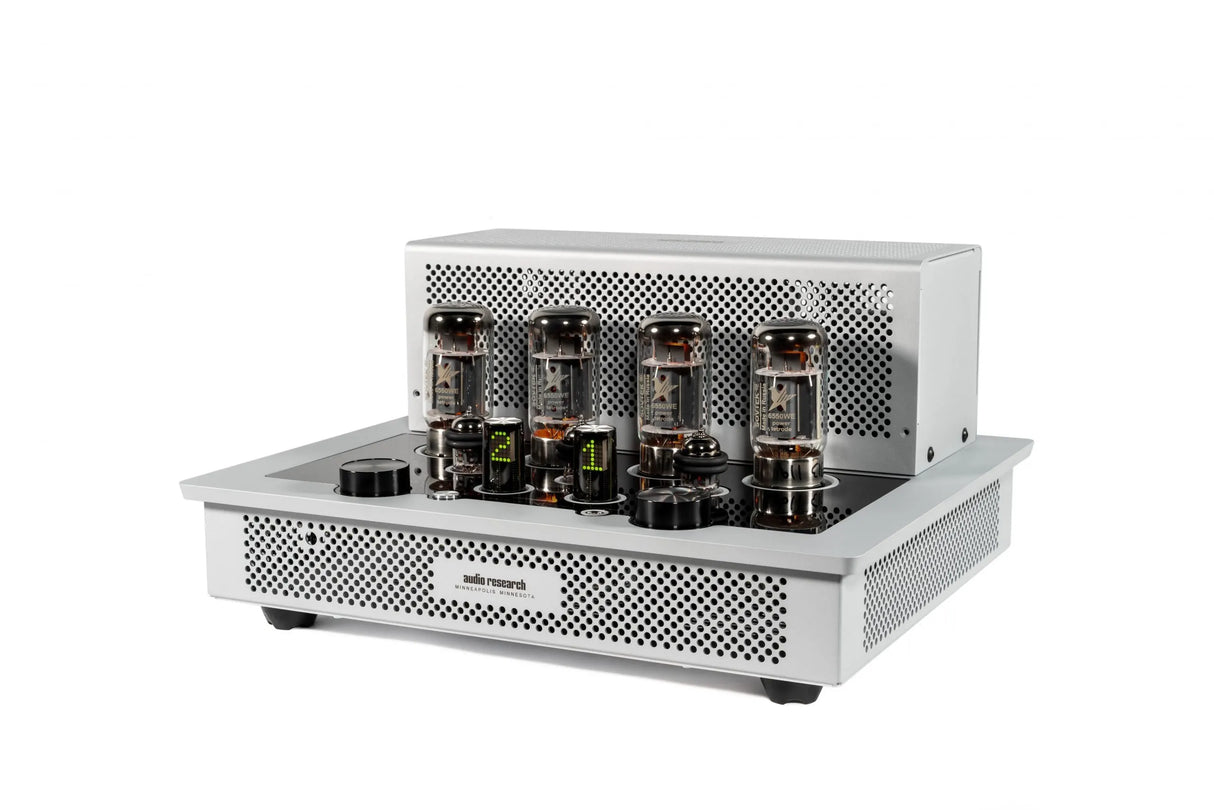 Audio Research i/50 integrated amplifier silver diagonal view