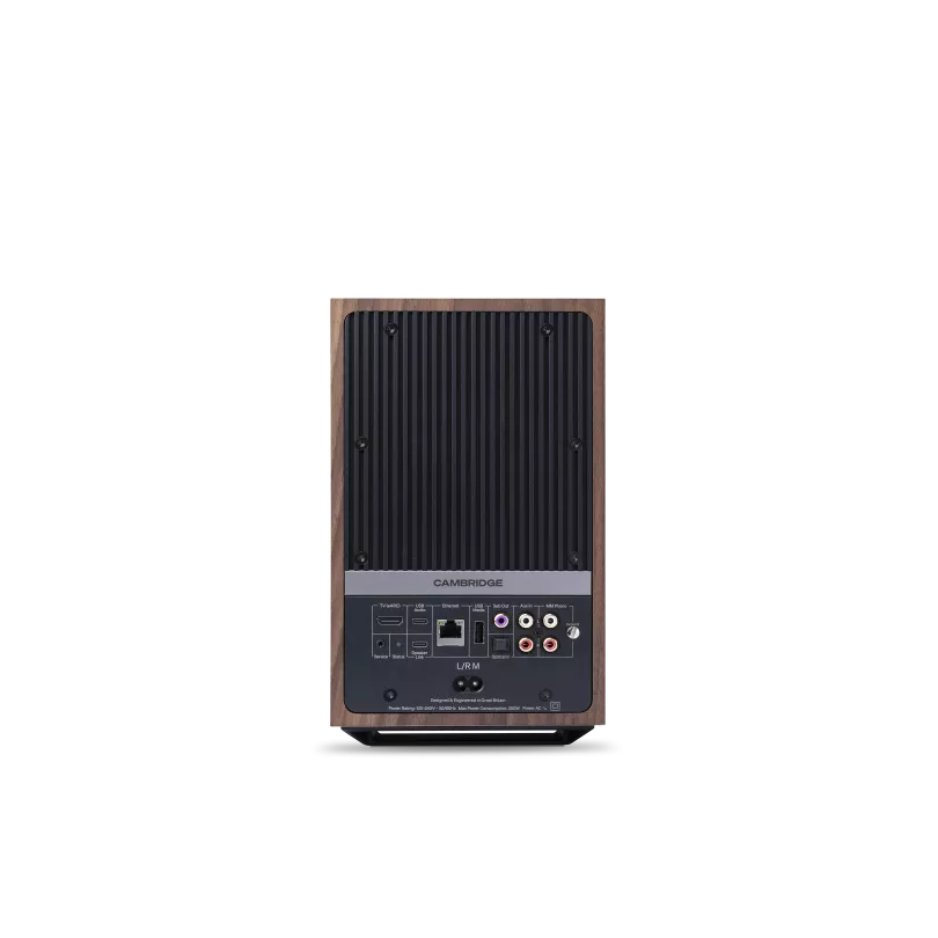 Cambridge Audio L/R M Versatile active stereo streaming speakers walnut rear