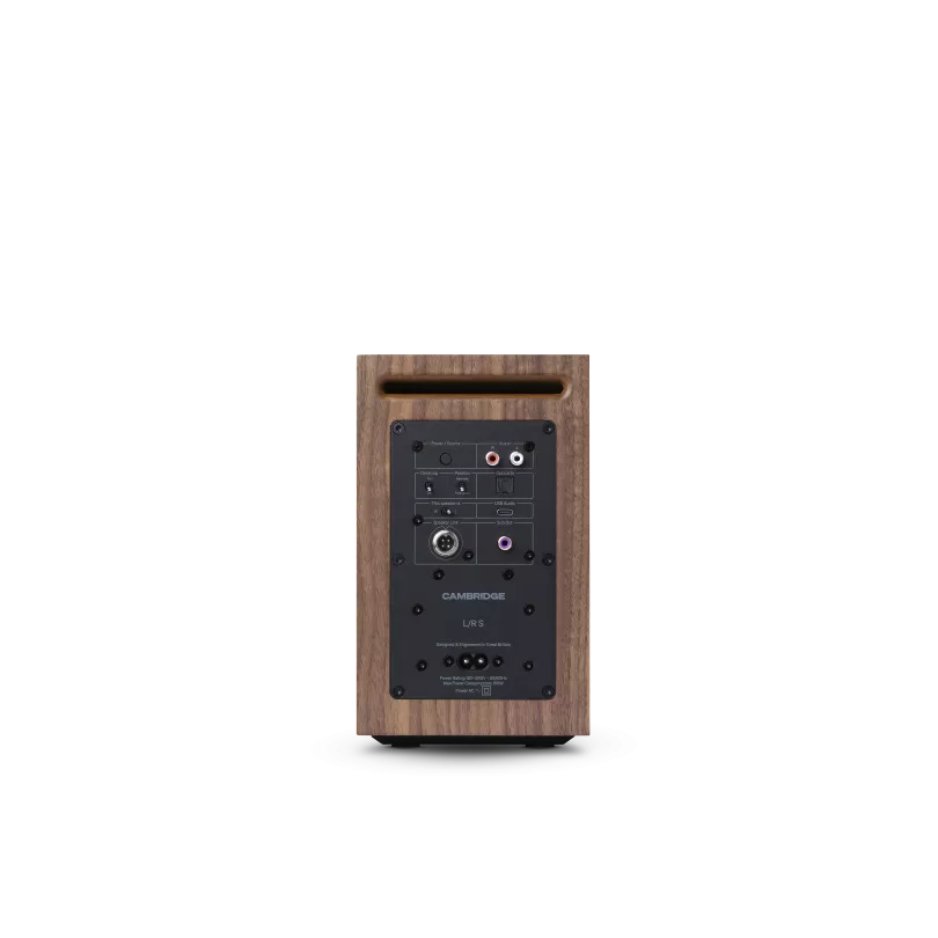 Cambridge Audio L/R S Compact active stereo speakers walnut rear