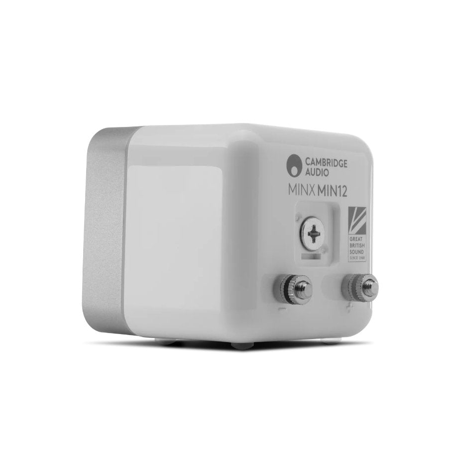Cambridge Audio MINX MIN12 Compact Speaker white angled rear