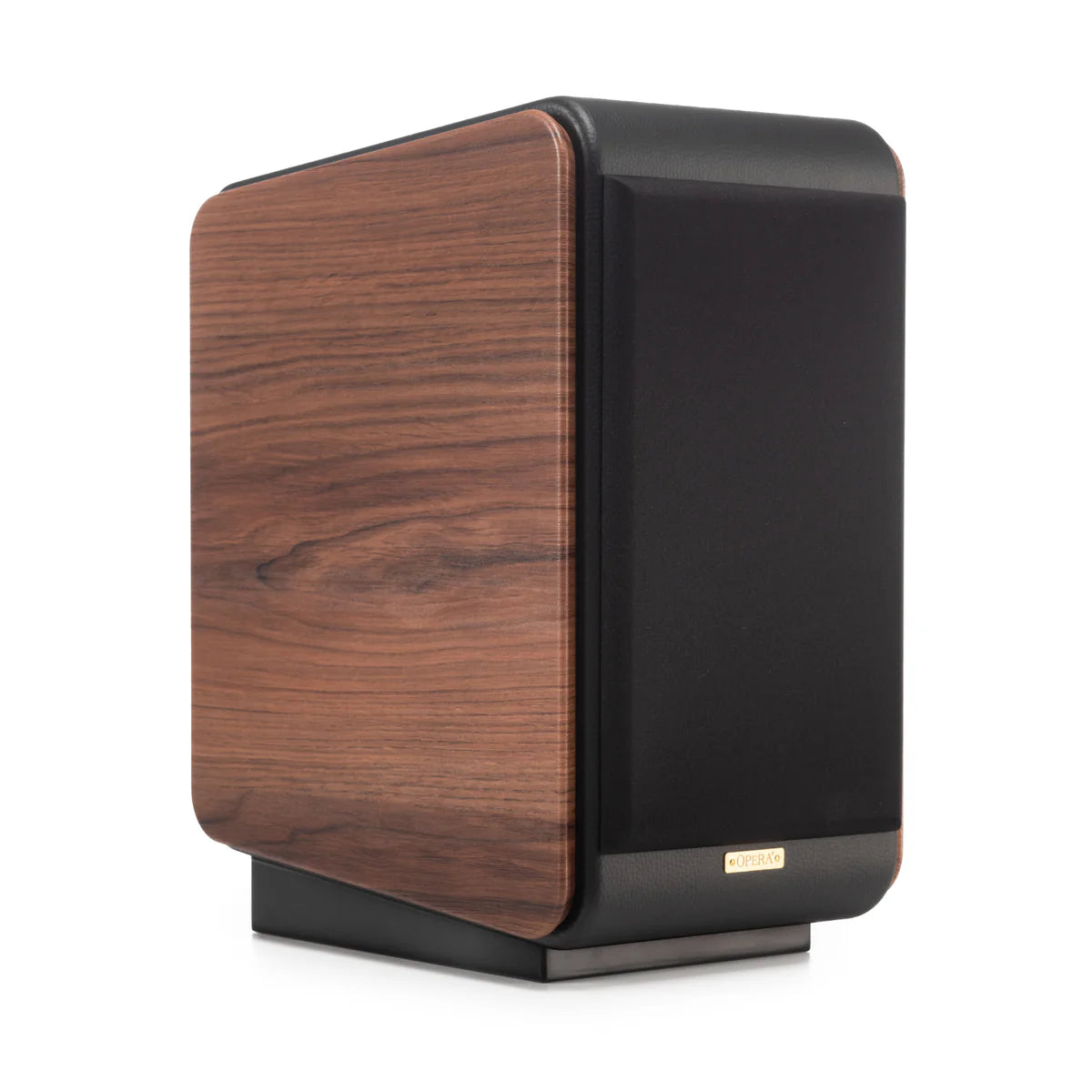 Opera Prima V2 Book Shelf Speakers Rosewood Showing more of the side with grill -Look at that wood grain finish--oooweee
