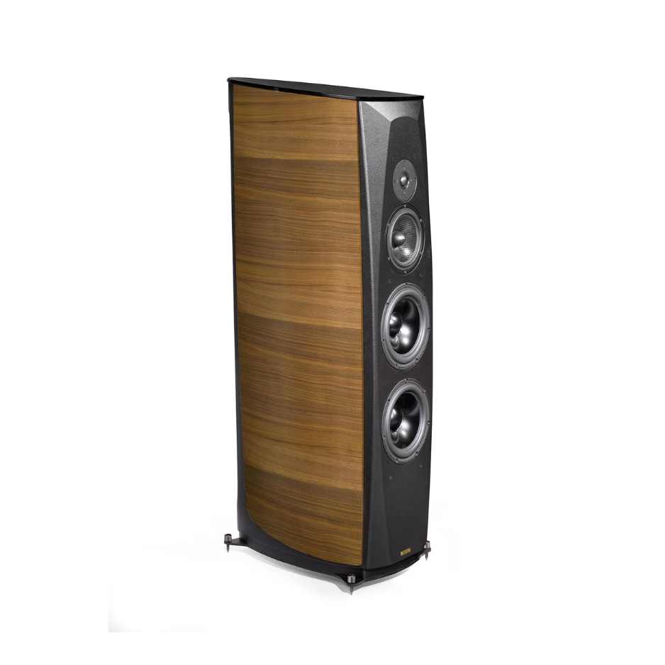 Opera Grand Callas Loudspeaker Walnut diagonal view on white