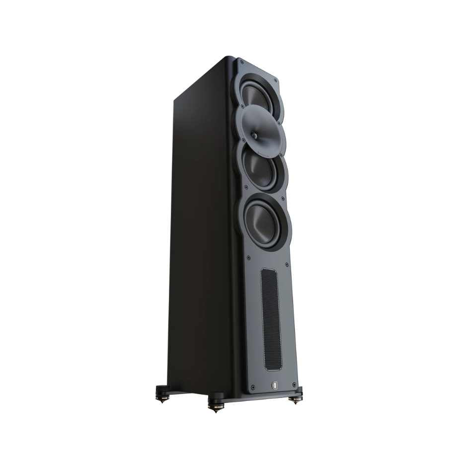 Perlisten A4t Tower Speaker Diagonal View White Background