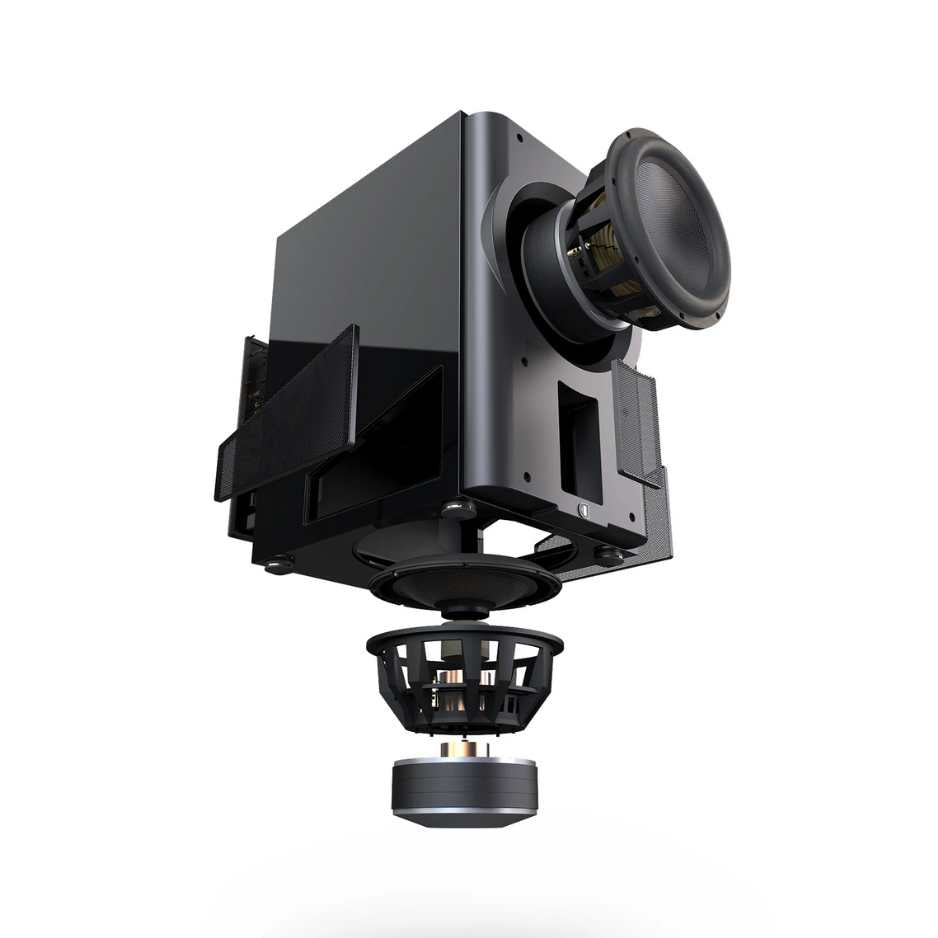 Perlisten D212s Subwoofer Black Exploded out push pull woofers