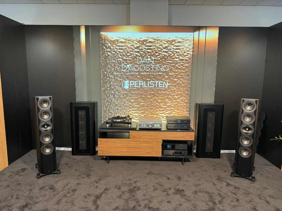 Perlisten S7t Black Edition Pre-Order Full Phonot of listening space with D8is In-Wall On-Wall Subwoofers