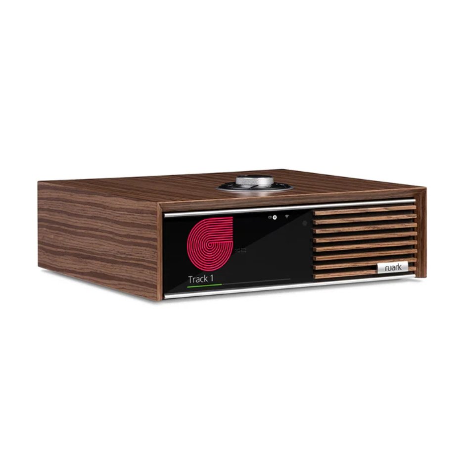 RuarkAudio R610 Music Console fused walnut angled front top