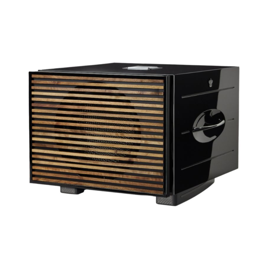 REL Carbon Special Black Label Subwoofer with wood grill
