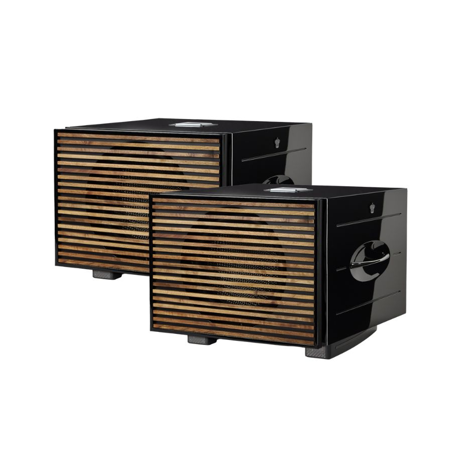 REL Carbon Special Black Label Subwoofer with wood grill pair
