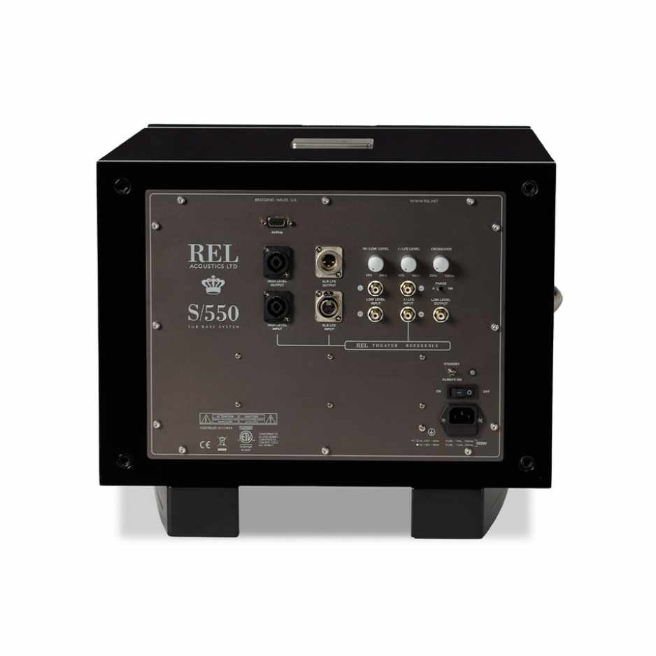 Rel S/550 IN Gloss black rear view with connections