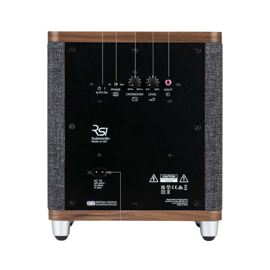 Ruark Audio RS1 Subwoofer - Rear view with controls and connections