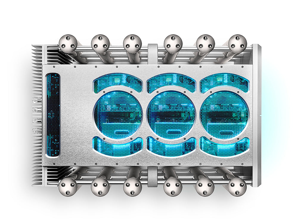 Chord Electronics Ultima reference mono power amplifier top view silver