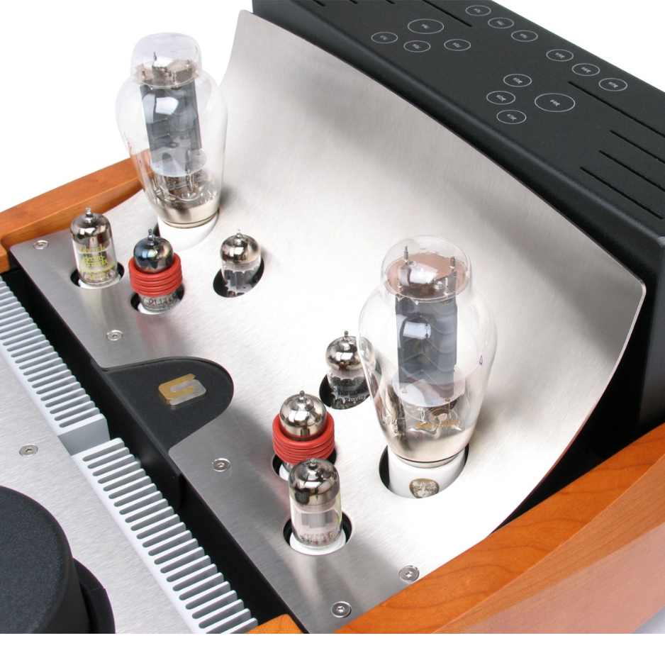 Unison Research Reference Pre Stereo Tube Preamplifier close up of some big beautiful tubes - just look at those lovely bulbous glass wonders