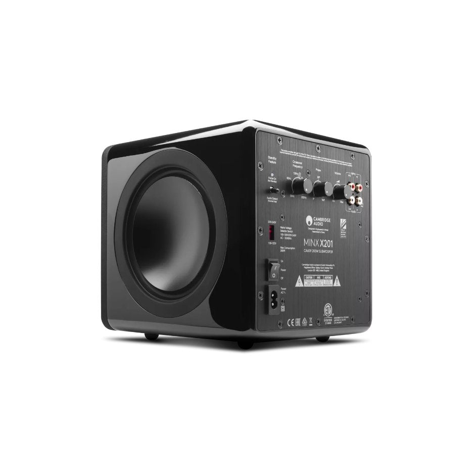 Cambridge Audio MINX X201 Subwoofer black angled rear