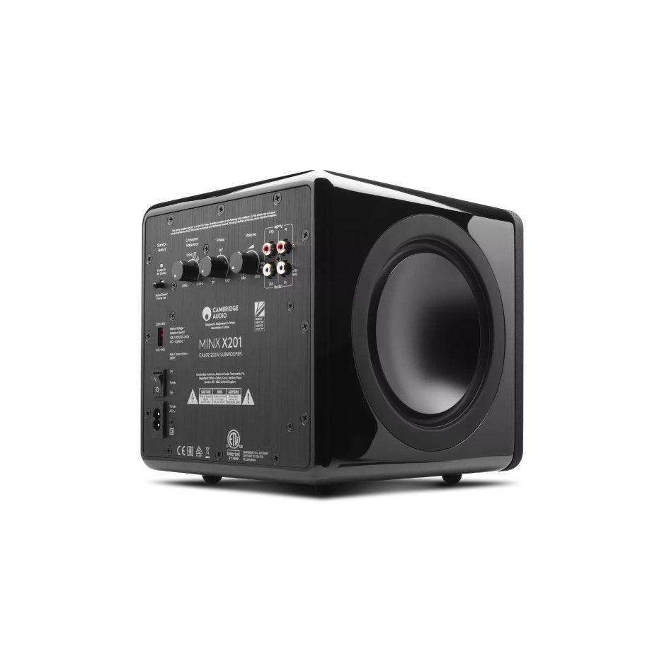 Cambridge Audio MINX X201 Subwoofer black angled rear