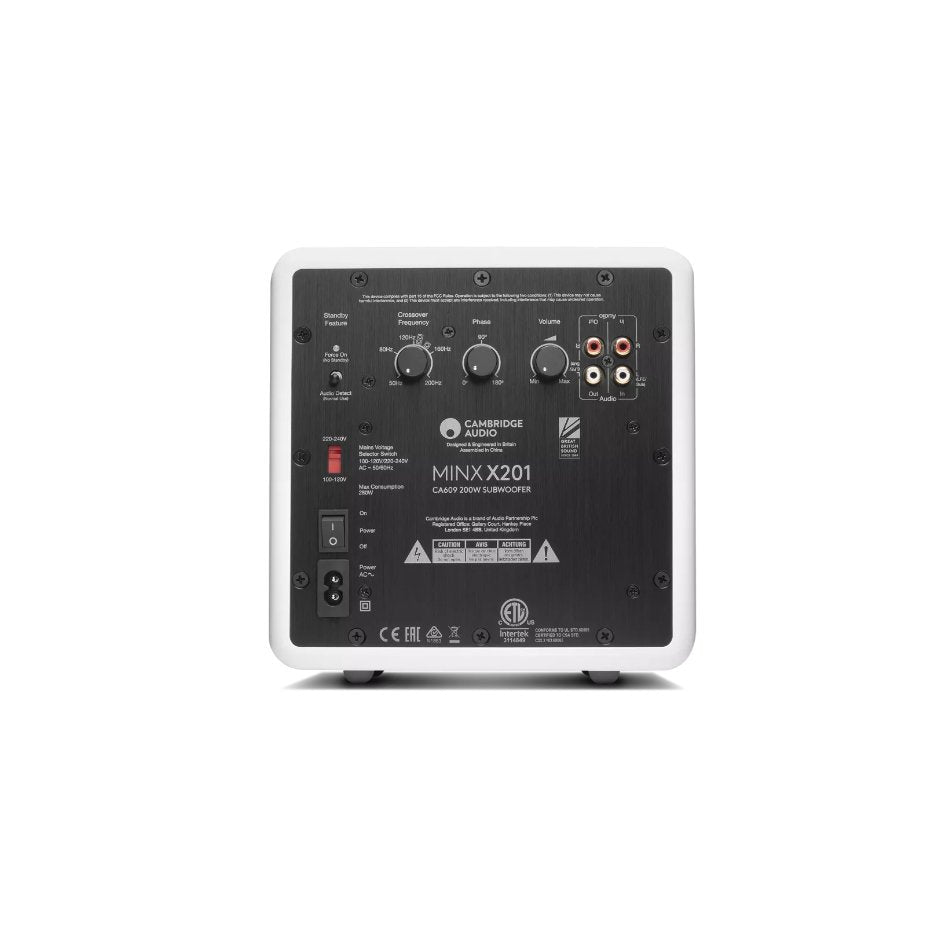 Cambridge Audio MINX X201 Subwoofer white rear