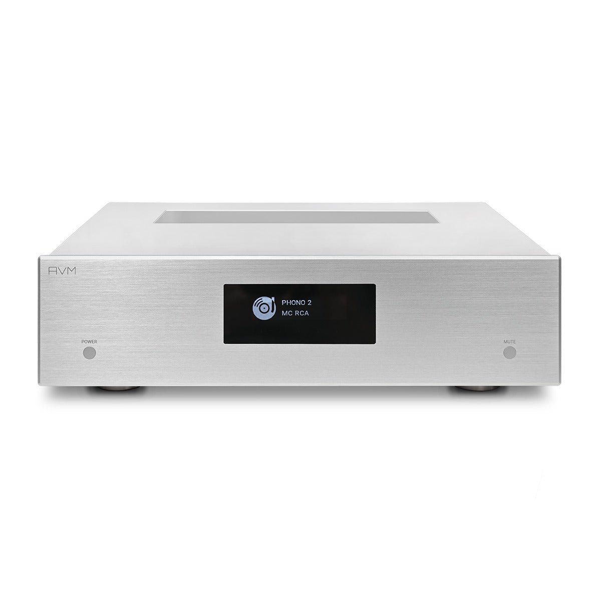 AVM Evolution PH 5.3 Phono Preamplifier, Silver, elevated front view