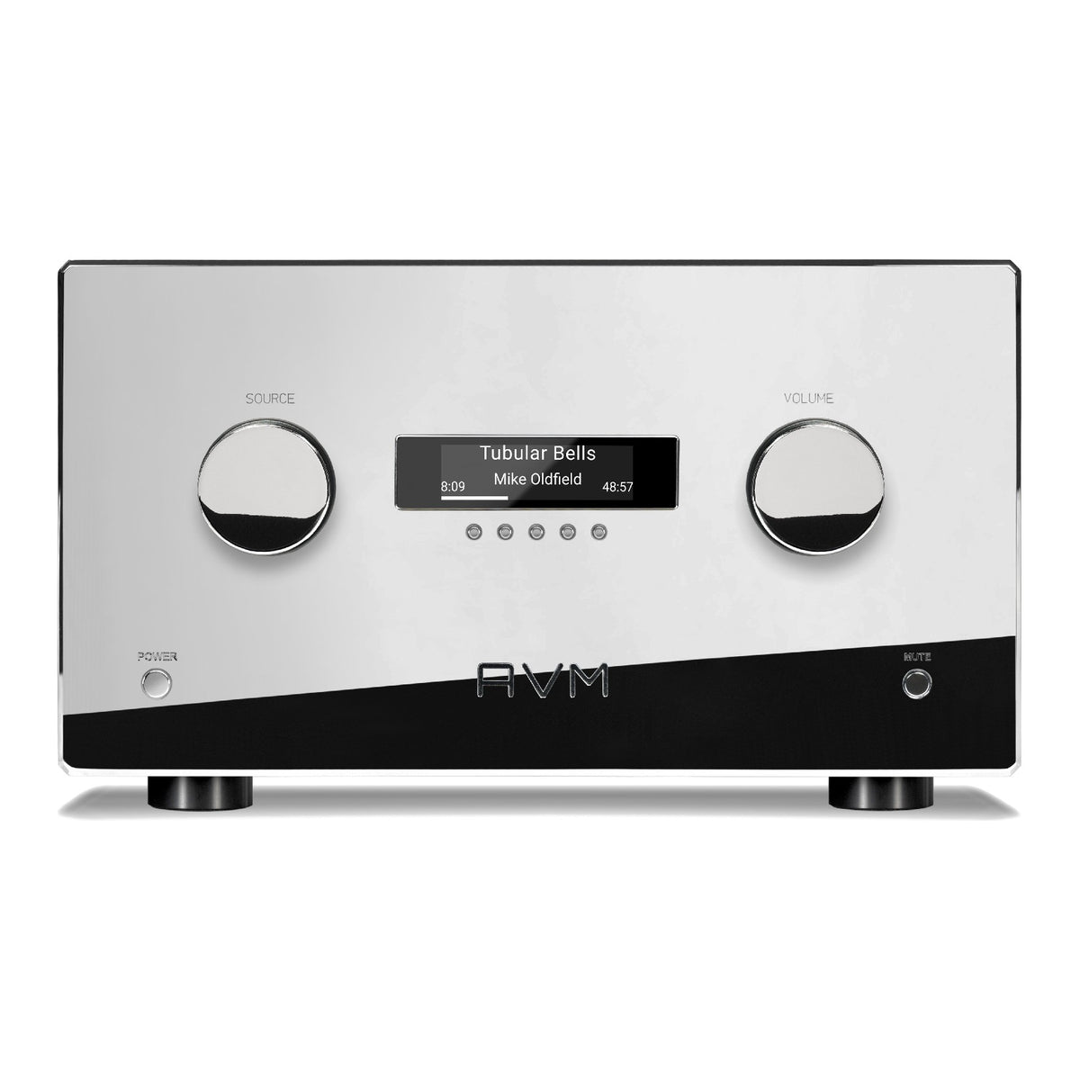 AVM Ovation AS XL Streaming Integrated Amplifier, Cellini chrome, front view