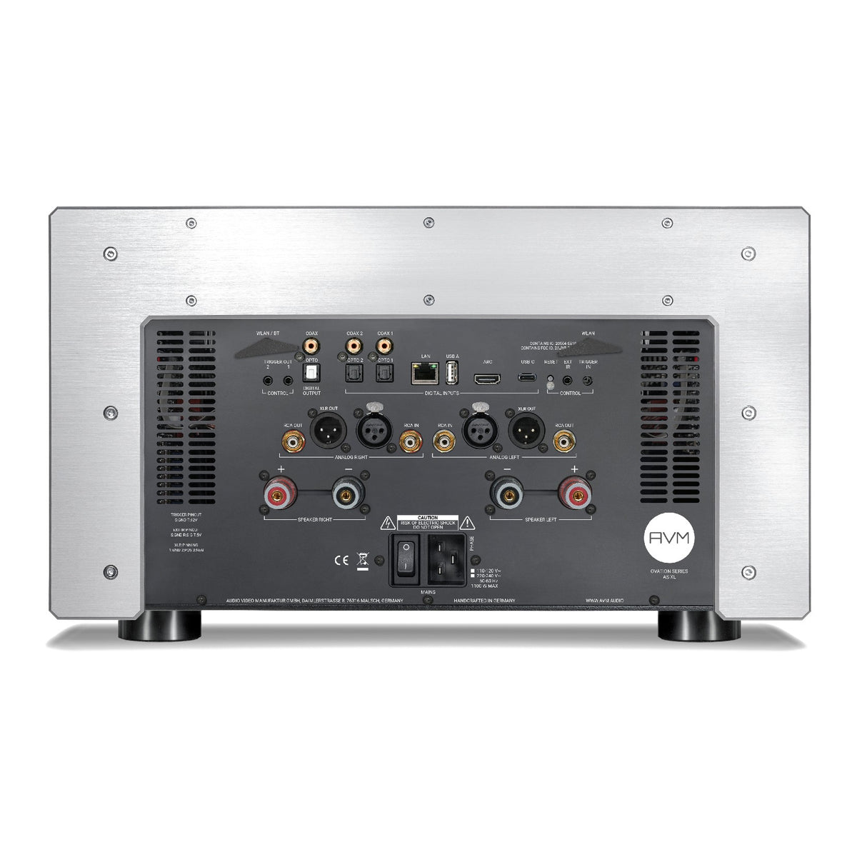 AVM Ovation AS XL Streaming Integrated Amplifier, Cellini chrome, rear connection panel