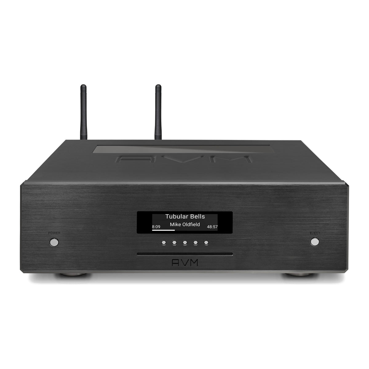 AVM Ovation MP 8.3 S Streaming Media Player, Black, elevated front view