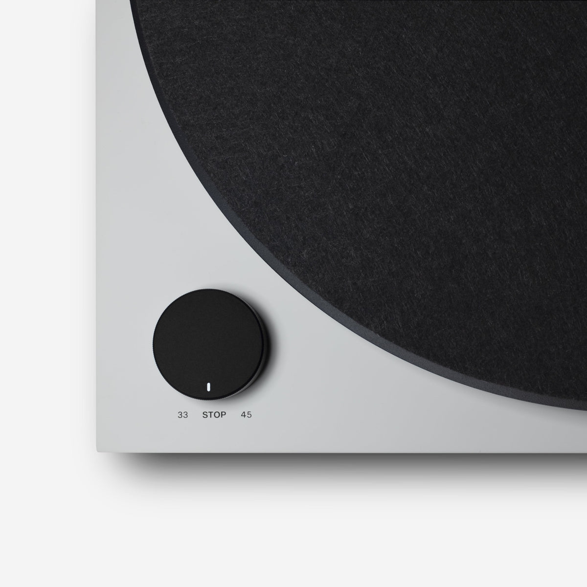 Cambridge Audio Spira Belt Drive Turntable, White, speed dial close-up