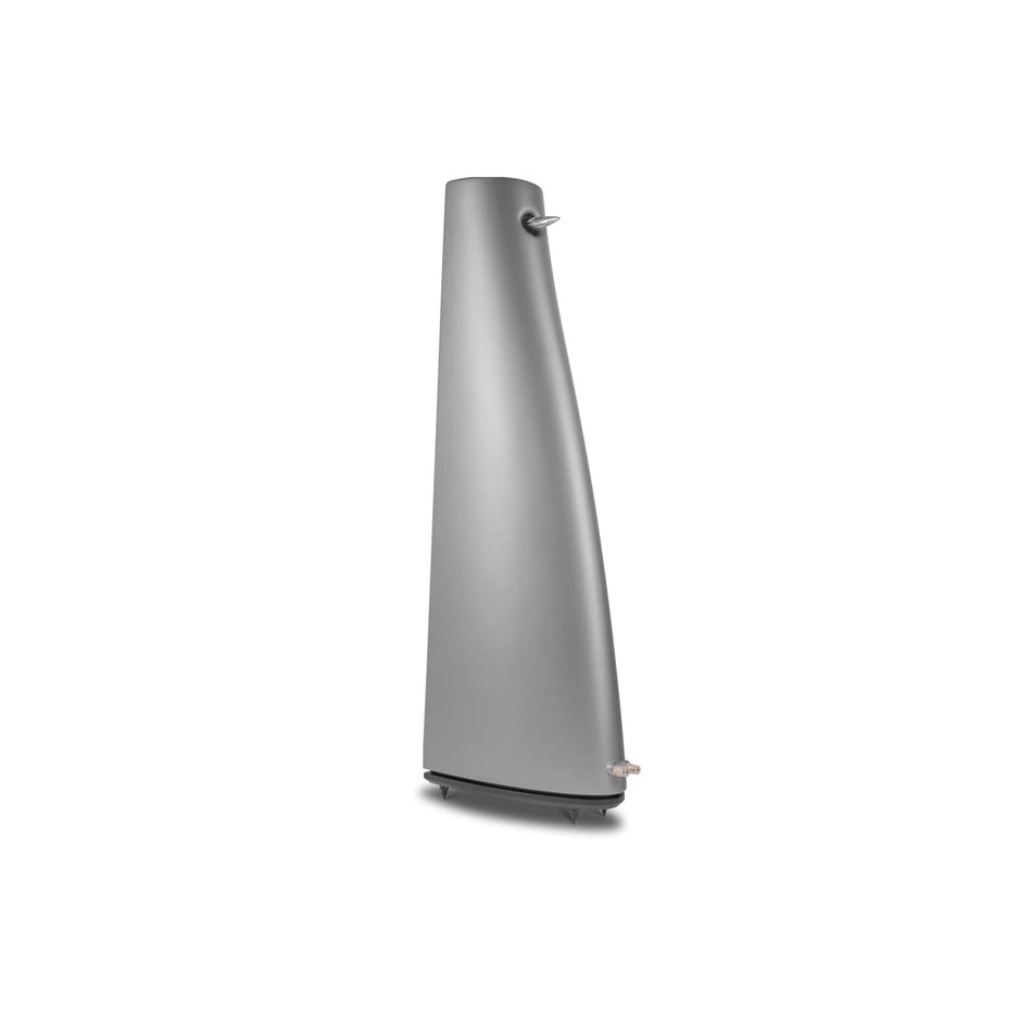 Cambridge Audio Edge S Limited Edition floorstanding speaker, left side profile showing top mount eyebolt and aluminum plinth