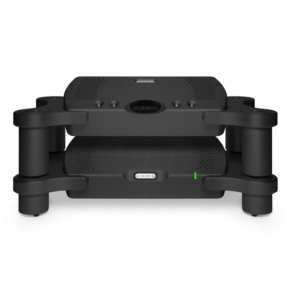 Chord Electronics Quartet in Black on Chord Choral Ensemble Stand, front view
