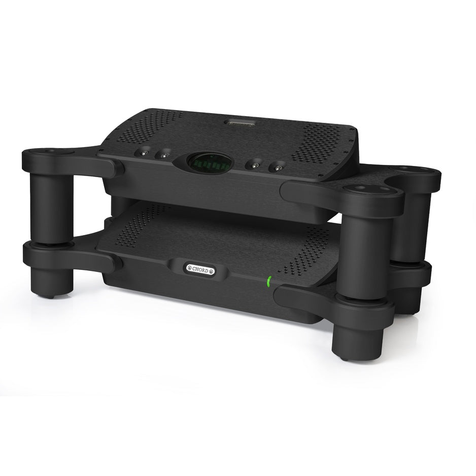 Chord Electronics Quartet in Black on Chord Choral Ensemble Stand, alternate angle