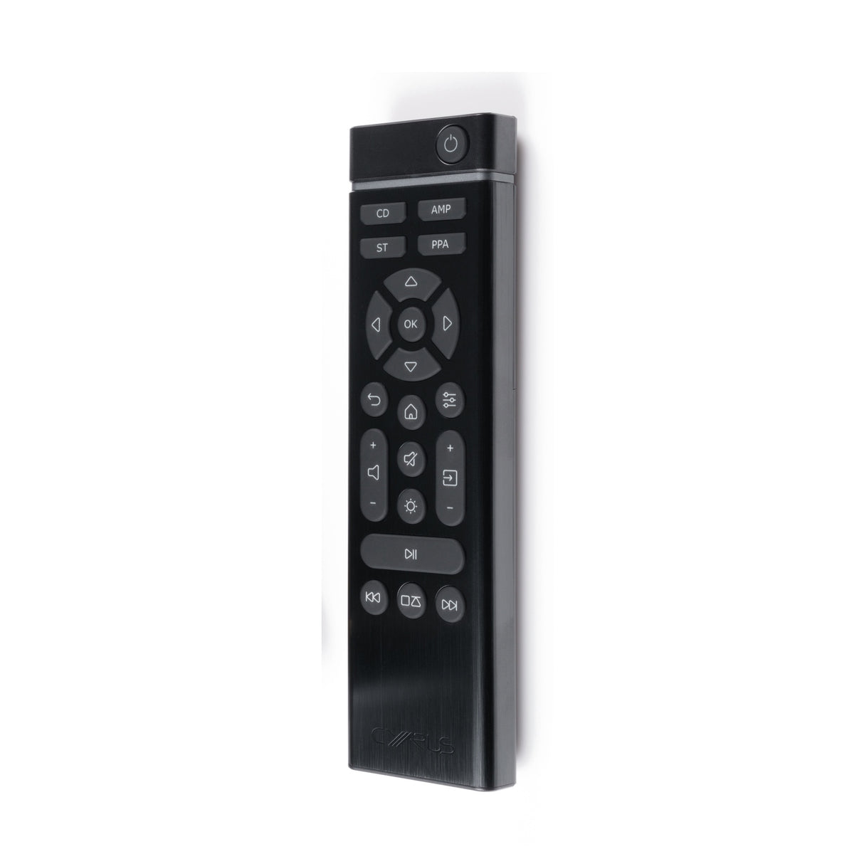 Cyrus 40 Series Remote Control, Black, three-quarter view facing right