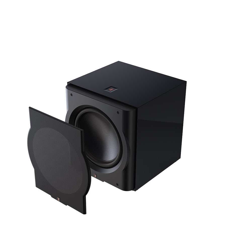Perlisten D15s Subwoofer angled with grill