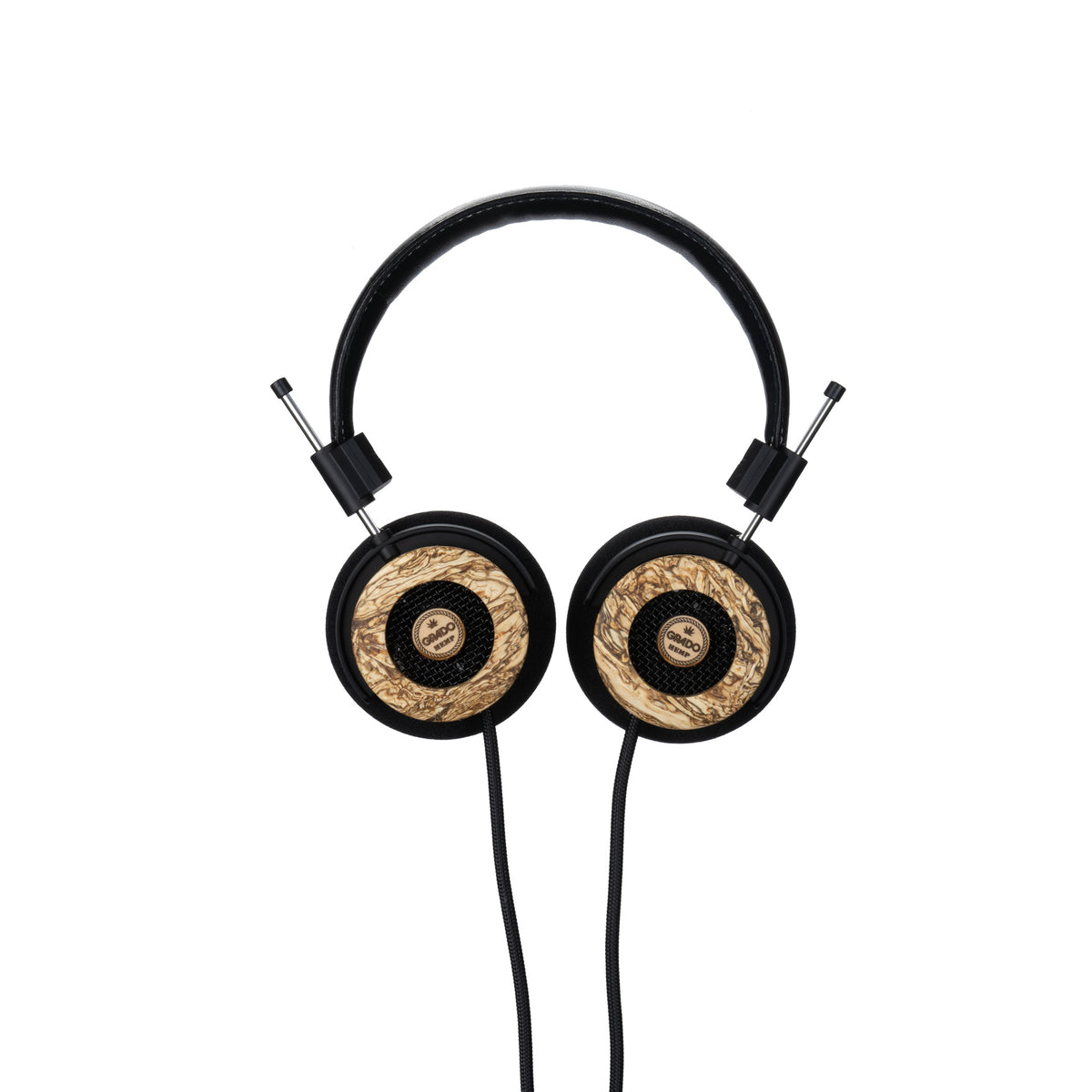 Grado Hemp Classic Series Open-Back Headphones, Hemp and Maple, front view of both earcups