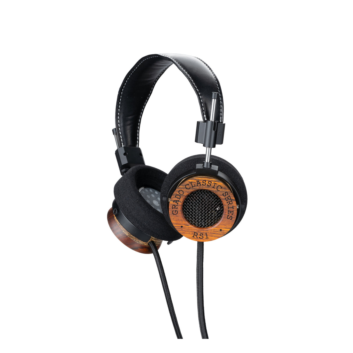 Grado RS1 Classic Series Open-Back Headphones, Tri-Wood, three-quarter diagonal view