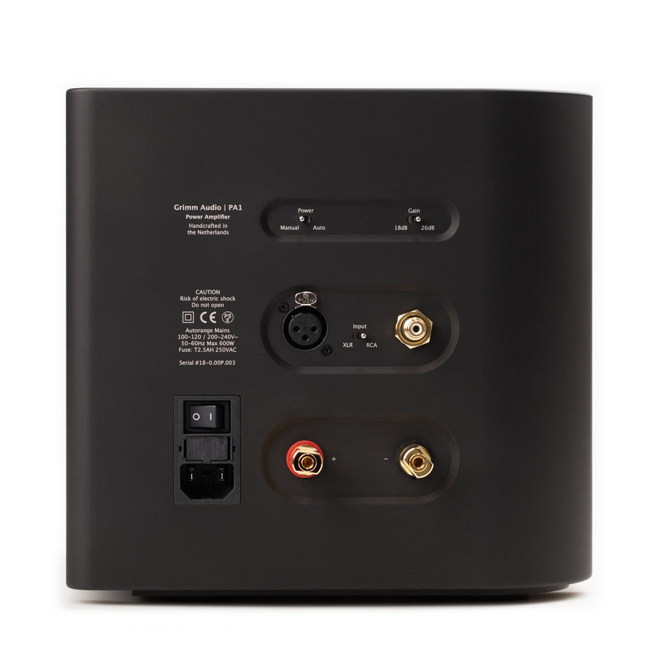 Grimm Audio PA1 rear panel with balanced XLR and RCA inputs