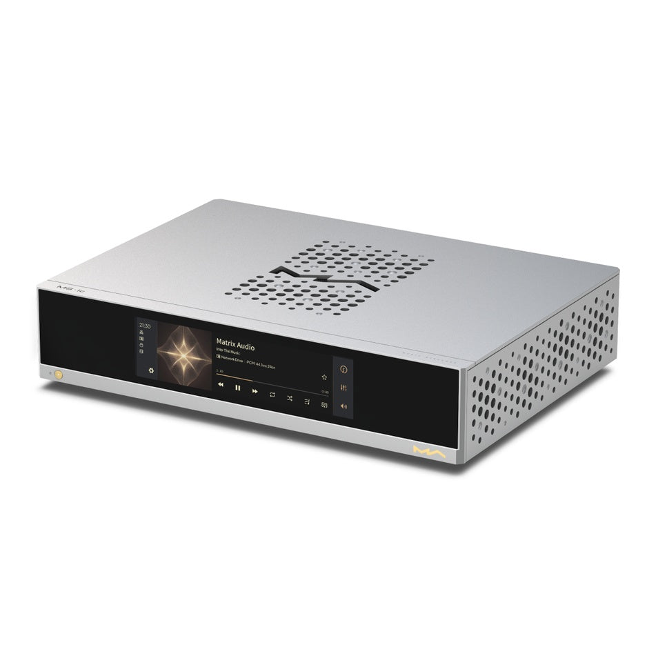 Matrix Audio MS-1c Silver three-quarter view with top and front display