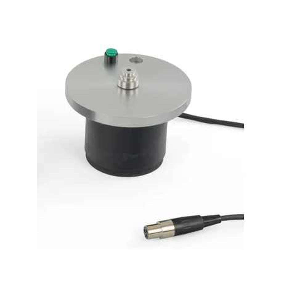 Michell DC Motor Kit motor only, silver top plate, three-quarter view with connector lead