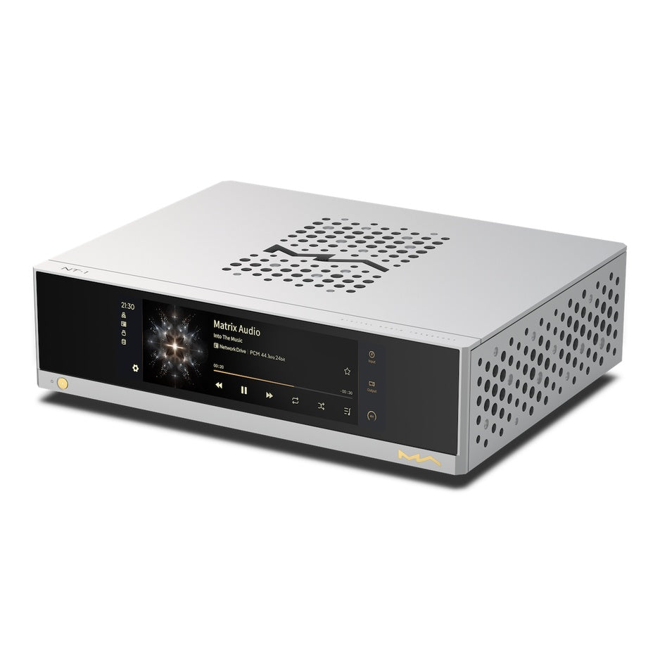 Matrix Audio NT-1 Reference Digital Audio Transport front view with display